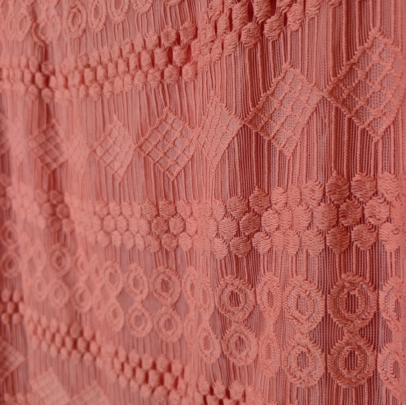 Rabbit Rabbit Rabbit Design Women’s Size 18 Coral Lace Overlay Sheath Dress - Picture 7 of 9